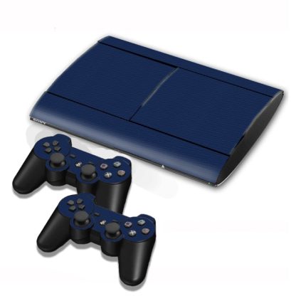 Carbon Fiber Texture Decal Stickers for PS3 Game Console(Dark Blue)