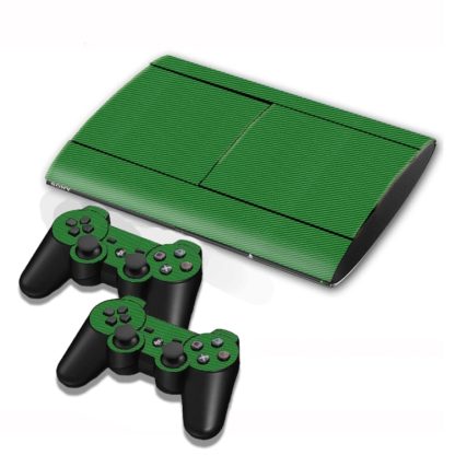 Carbon Fiber Texture Decal Stickers for PS3 Game Console(Green)