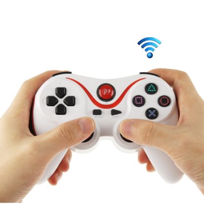 Double Shock III Wireless Controller Games Controllers for Sony PS3 (Red + White)(Red)