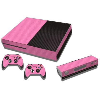 Carbon Fiber Texture Decal Stickers for Xbox One Game Console(Pink)