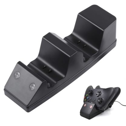 USB Dual Charging Dock Charger Station with 2 x 1200mAh Battery Packs for Xbox One(Black)