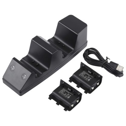 USB Dual Charging Dock Charger Station with 2 x 1200mAh Battery Packs for Xbox One(Black) - Image 2