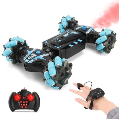 MoFun Gesture Sensing 2.4Ghz RC Stunt Car 4WD Drift Twisted Car with Spray LED Off-Road Vehicle Sound and Light Toys（Sin