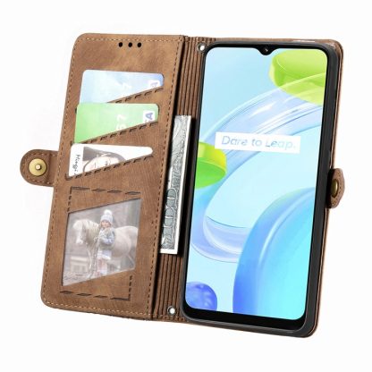 For Realme 10 5G Geometric Zipper Wallet Side Buckle Leather Phone Case(Brown) - Image 3