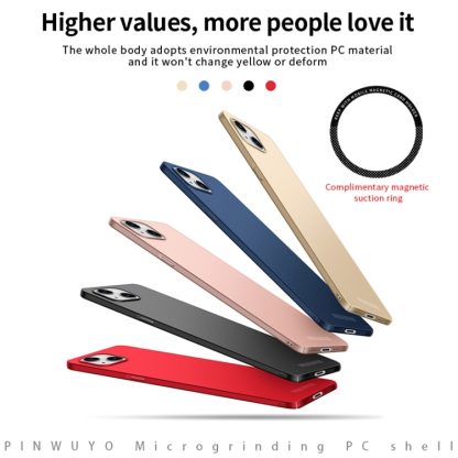 For iPhone 15 Plus PINWUYO Micro-Frosted PC Ultra-thin Hard Phone Case with Magsafe Magnetic Ring(Blue) - Image 3