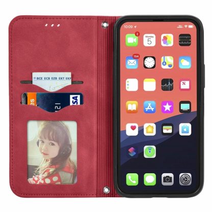 For  iPhone 15 Plus Retro Skin Feel Magnetic Flip Leather Phone Case(Red) - Image 3