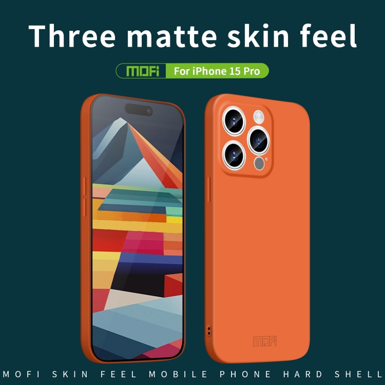 For iPhone 15 Pro MOFI Qin Series Skin Feel All-inclusive Silicone Phone Case(Orange) - Image 3