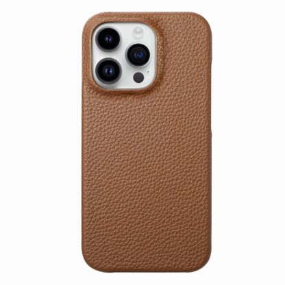 For iPhone 15 Pro Litchi Oil Edge Leather Back Phone Case(Brown) - Image 2