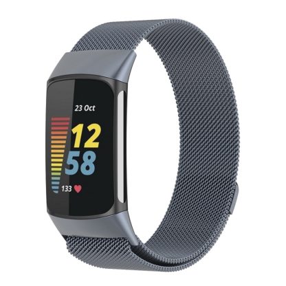 For Fitbit Charge 6 Milan Magnetic Metal Steel Mesh Watch Band(Gray)