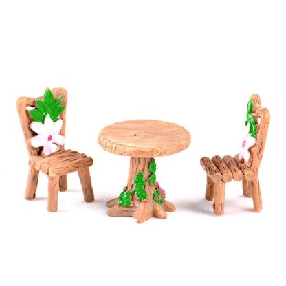 2 Sets Doll House Miniature Furniture Table and Chair Set Children Toys Gifts