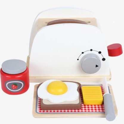 Wood Pretend Play Kitchen Role Play Game Learning Toy Simulation Toasters Bread Set for Children - Image 2