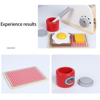 Wood Pretend Play Kitchen Role Play Game Learning Toy Simulation Toasters Bread Set for Children - Image 3