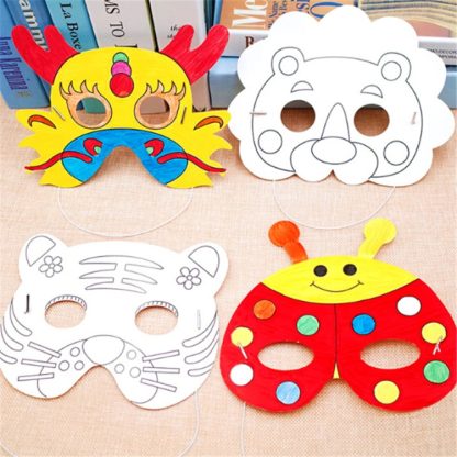 3 PCS DIY Graffiti Blank Mask Children Creative Painting Toys, Random Style Delivery