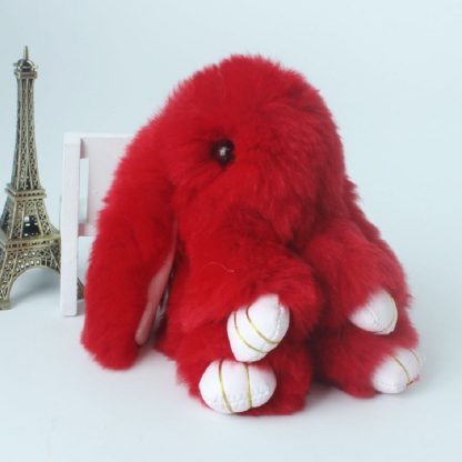 Mini Rabbit Plush Keychain Cartoon Rabbit Trinkets Pendant Car Pendant Keychain Bag Hanging, Height:15cm(Red)