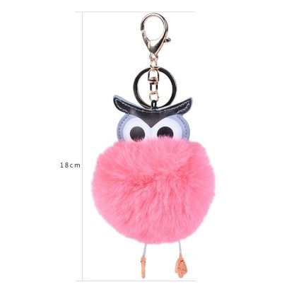 Owl Car Pendant Faux Fur Ball Keychain Handbag Hanging(Royal Blue) - Image 3