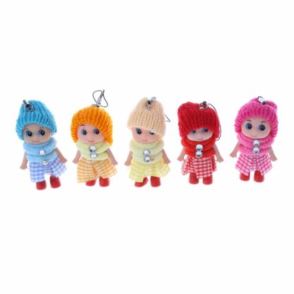 5PCS Mini Plaid Skirt Doll Soft Baby Plush Dolls Keychain Toy, Random Delivery - Image 2