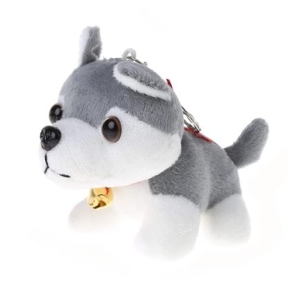 Plush Puppy Pendant Keychain Spotty Dog Stuffed Animal Cute Keyring(Grey)