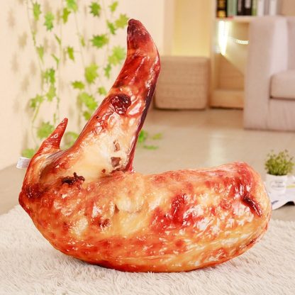 Creative 3D Simulation Food Pillow Chicken Leg Grilled Fish Car Sofa Cushion Net Red Roasted Pig Pillow(Grilled wings)