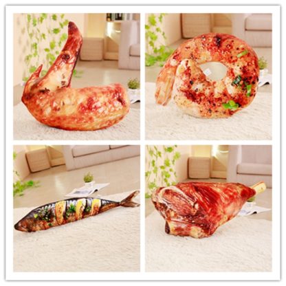 Creative 3D Simulation Food Pillow Chicken Leg Grilled Fish Car Sofa Cushion Net Red Roasted Pig Pillow(Grilled wings) - Image 3