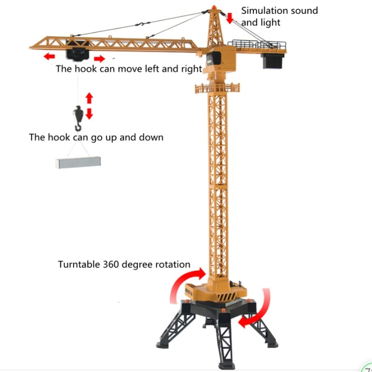 1.25m 12 Channel Remote Control Electric Tower Crane Engineering Model Charging Lifting Crane Children Toy - Image 3
