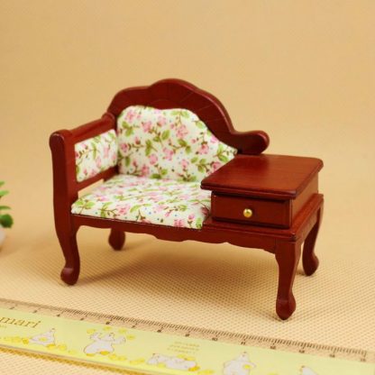 Miniature Doll House Wooden Handmade Chaise Longue Furniture Decoration - Image 2