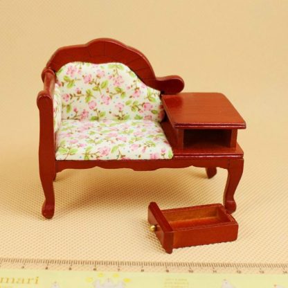 Miniature Doll House Wooden Handmade Chaise Longue Furniture Decoration - Image 3