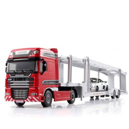 Alloy 1:50 Double-Deck Car Transporter Truck Diecast  Vehicle Model Toy(Red) - Image 2