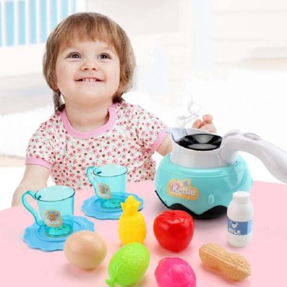 MoFun QC3B Electric Simulation Kettle Mini Household Appliances Play House Toys 24 PCS / Set(Blue)