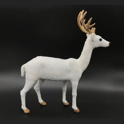 Simulation Deer Home Ornaments Plush Christmas Deer Doll Holiday Decorations, Size:15x15cm, Specification:Straight Head - Image 2