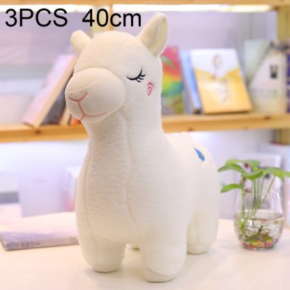 3 PCS Creative New Animal Beast Alpaca Doll Plush Toy Grass Mud Horse Children Birthday Gift Doll Machine Doll, color:wh