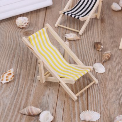 Wooden Striped Casual Chair Doll House Miniature Toy Christmas Gift Scene Model, Random Color Dlivery - Image 3