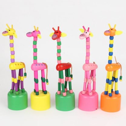 Wooden Rocking Giraffe Spring Toys Children Educational Toys, Random Color Delivery