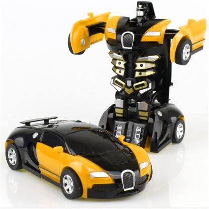 One-click Transforming Toy Car Impact Deformation Toy Model Car(Yellow) - Image 2