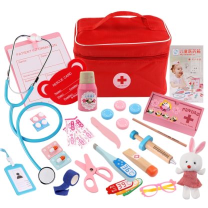 Wooden Simulation Medicine Box Set with Cloth Bag Child Doctor Role Playing Toy(Little Doctor) - Image 2