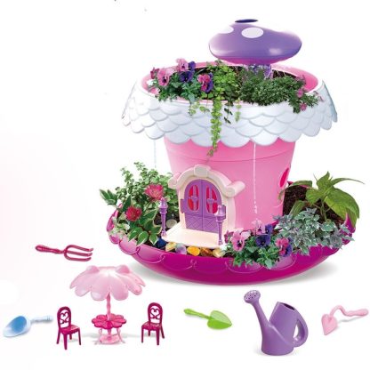 Magic Garden Pretend Toy DIY Planting Pot Gift for Children Learning Nature(Pink with Music)