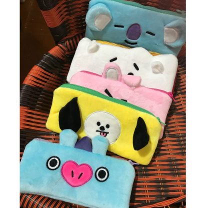 Plush Purse Soft Cute Plush Coin Bag Pencil Case(White) - Image 3