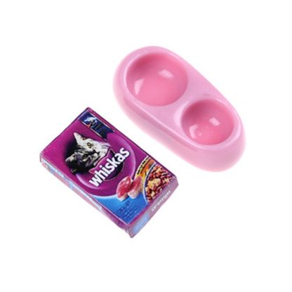 Doll House Mini Dog Cat Pet Food with Plate Simulation Furniture Model Toys(Cat Food) - Image 2