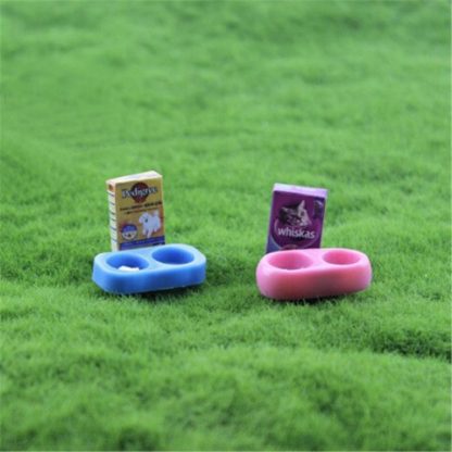 Doll House Mini Dog Cat Pet Food with Plate Simulation Furniture Model Toys(Cat Food) - Image 3