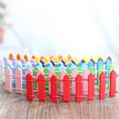 10 PCS Handmade Doll House Miniature Colorful Wooden Fence,  Color Random Delivery