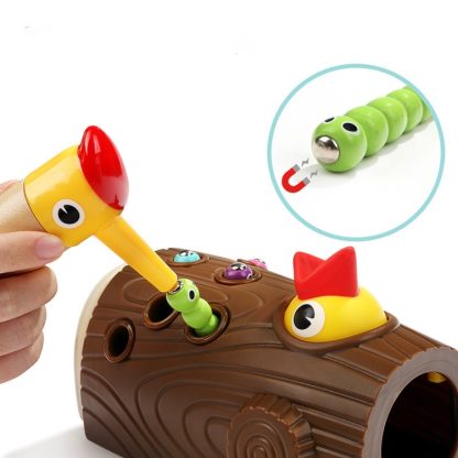 Wooden Magnet Bird Catching Bug Game Preschool Toy - Image 3