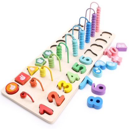 Children Wooden Montessori Abacus Learning To Count Numbers Matching Digital Shape Match Early Education Teaching Math T