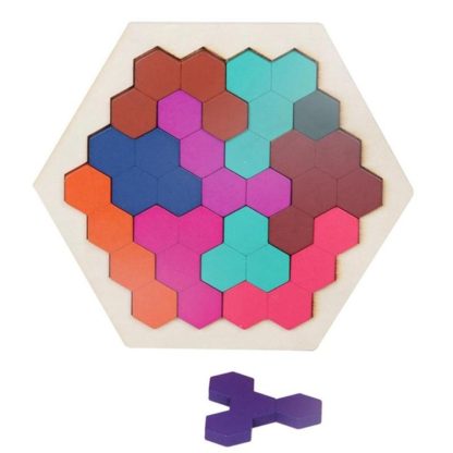 Kids 3D Wooden Puzzles Toy Children Geometry Tangrams Honeycomb Puzzles IQ Brain Training Educational Toys 10 PCS - Image 2