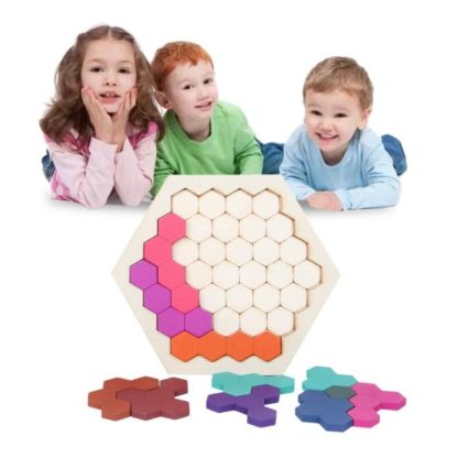 Kids 3D Wooden Puzzles Toy Children Geometry Tangrams Honeycomb Puzzles IQ Brain Training Educational Toys 10 PCS - Image 3