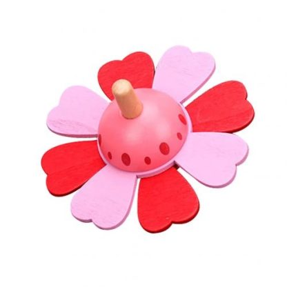 Wooden Colorful Flower Spinning Handmade Gyro Developing Kids Toy(Pink) - Image 2