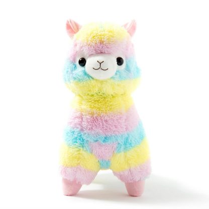 Soft Cotton Rainbow Alpaca Stuffed Toy Doll Rainbow Animals Toys, Size:35CM(Colored alpaca)