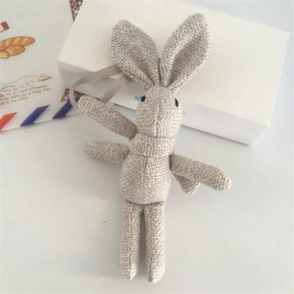 Plush Toy Wishing Rabbit Doll, Linen Scarf Long Foot Bag Bouquet Rabbit Doll, Height:16-18cm(Gray)