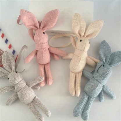 Plush Toy Wishing Rabbit Doll, Linen Scarf Long Foot Bag Bouquet Rabbit Doll, Height:16-18cm(Gray) - Image 3