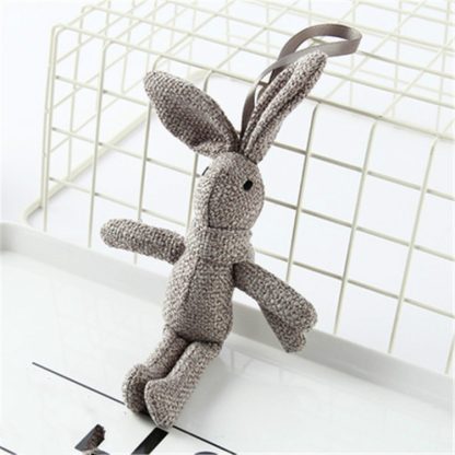 Plush Toy Wishing Rabbit Doll, Linen Scarf Long Foot Bag Bouquet Rabbit Doll, Height:16-18cm(Dark Gray)