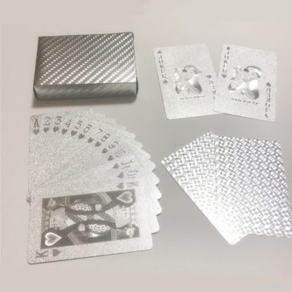 2 PCS Waterproof Durable Silver Foil Plastic Creative Playing Cards Gift - Image 2