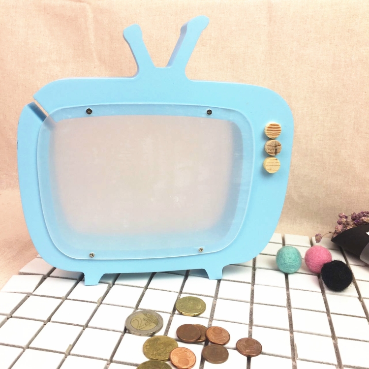 Wooden TV Storage Tank Children Room Display Photography Props Toys(Blue) - Image 2